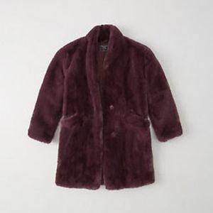 Abercrombie Luxe Faux Fur XS Coat in Maroon